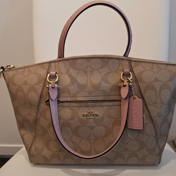 Coach Handbags - SOLD!!! EUC Coach Light Khaki Prarie Satchel Pink Leather w/ Crossbody Strap